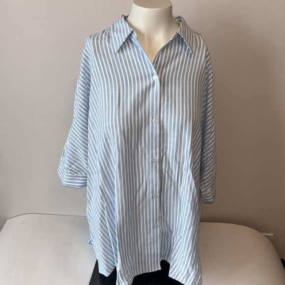 Max Studio Striped Button-Up Shirt - Picture 2 of 11
